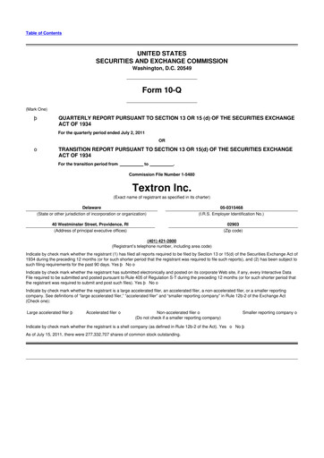Thumbnail Textron 10-Q Quarterly Report FY2011 