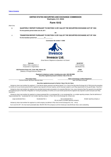 Vorschaubild Invesco
 10-Q Quartalsbericht 2011 