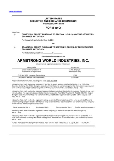 Thumbnail Armstrong World Industries
 10-Q Quarterly Report FY2011 