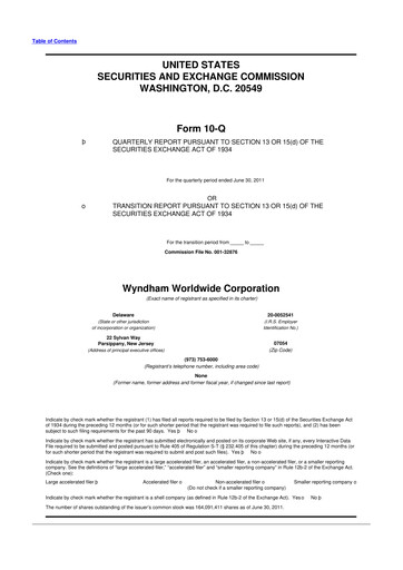 Miniature Travel + Leisure 10-Q Rapport trimestriel 2011 