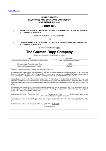 Thumbnail Gorman-Rupp 10-Q Quarterly Report FY2011 