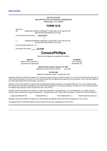 Thumbnail ConocoPhillips 10-Q Quarterly Report FY2011 
