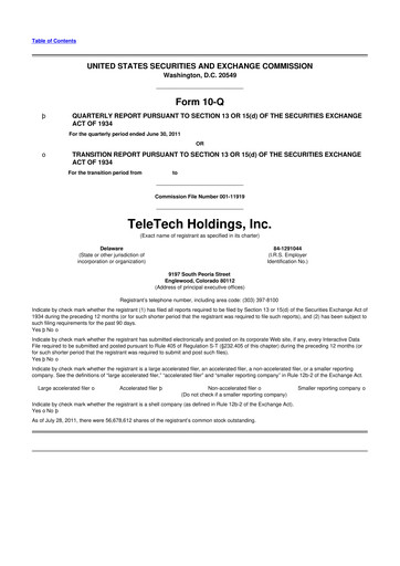 Thumbnail TTEC 10-Q Quarterly Report FY2011 