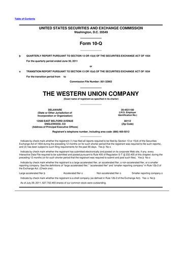 Thumbnail Western Union 10-Q Quarterly Report FY2011 
