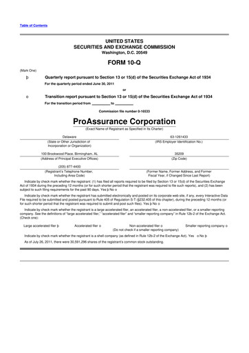 Miniature ProAssurance 10-Q Rapport trimestriel 2011 