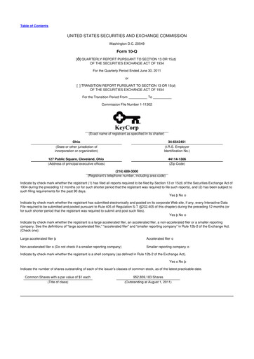 Thumbnail KeyCorp (KeyBank) 10-Q Quarterly Report FY2011 