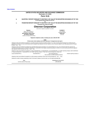 Thumbnail Chevron 10-Q Quarterly Report FY2011 