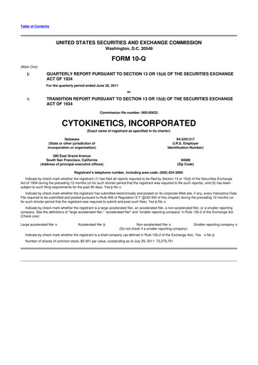 Thumbnail Cytokinetics
 10-Q Quarterly Report FY2011 