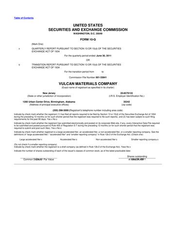 Vorschaubild Vulcan Materials 10-Q Quartalsbericht 2011 