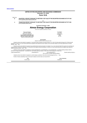 Thumbnail Atmos Energy 10-Q Quarterly Report FY2011 