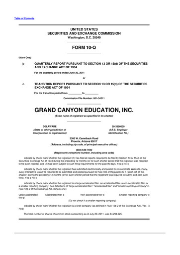 Thumbnail Grand Canyon Education 10-Q Quarterly Report FY2011 