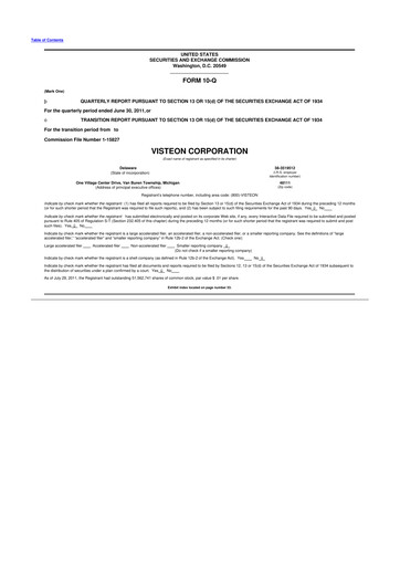 Thumbnail Visteon 10-Q Quarterly Report FY2011 