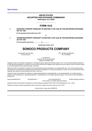 Thumbnail Sonoco 10-Q Quarterly Report FY2011 