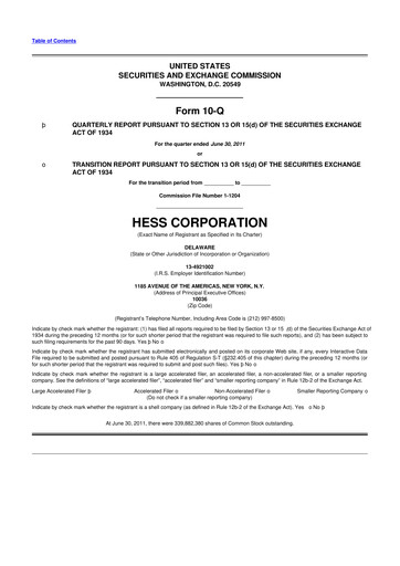 Thumbnail Hess 10-Q Quarterly Report FY2011 