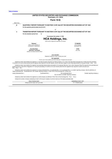 Thumbnail HCA Healthcare 10-Q Quarterly Report FY2011 