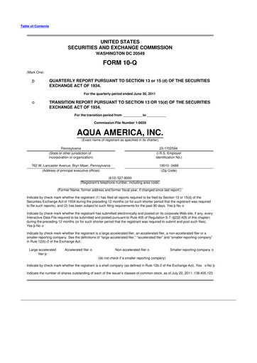 Thumbnail Essential Utilities
 10-Q Quarterly Report FY2011 