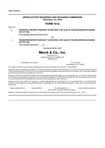 Thumbnail Merck 10-Q Quarterly Report FY2011 
