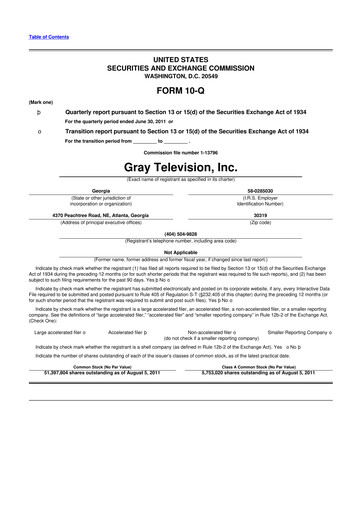 Thumbnail Gray Media
 10-Q Quarterly Report FY2011 