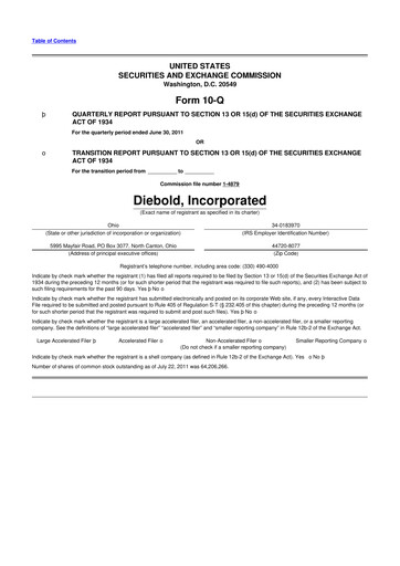 Miniature Diebold Nixdorf
 10-Q Rapport trimestriel 2011 