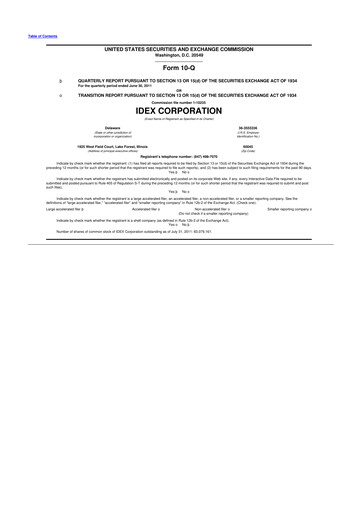 Vorschaubild IDEX 10-Q Quartalsbericht 2011 