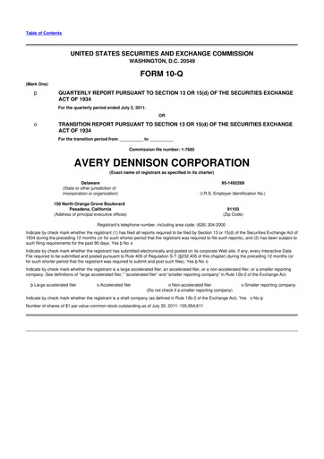 Thumbnail Avery Dennison
 10-Q Quarterly Report FY2011 