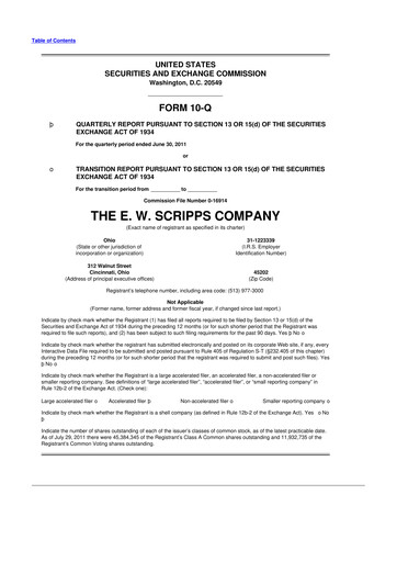 Thumbnail E. W. Scripps Company
 10-Q Quarterly Report FY2011 