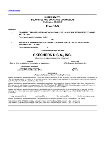 Thumbnail Skechers
 10-Q Quarterly Report FY2011 