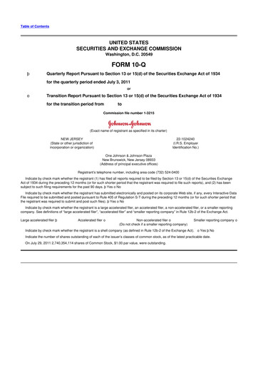 Vorschaubild Johnson & Johnson 10-Q Quartalsbericht 2011 