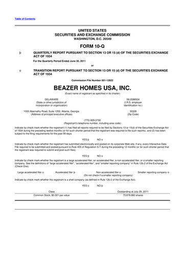 Miniature Beazer Homes USA
 10-Q Rapport trimestriel 2011 
