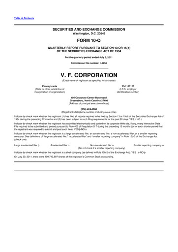 Thumbnail VF Corporation 10-Q Quarterly Report FY2011 