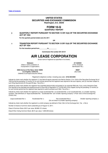 Thumbnail Air Lease Corporation
 10-Q Quarterly Report FY2011 