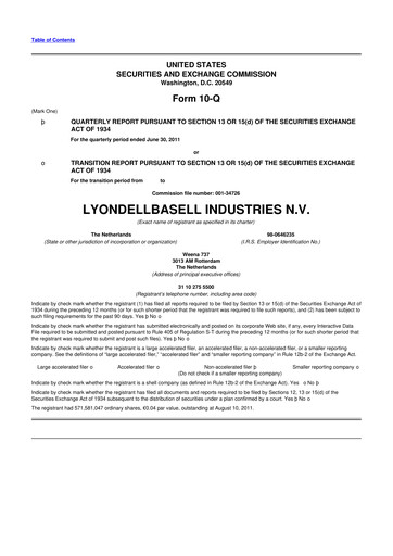 Thumbnail LyondellBasell 10-Q Quarterly Report FY 