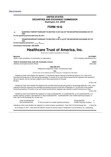 Thumbnail Healthcare Realty Trust 10-Q Quarterly Report FY2011 