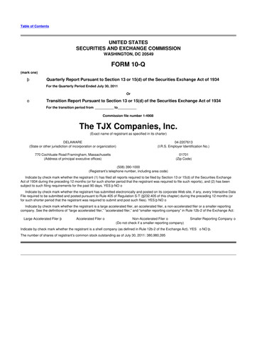 Thumbnail TJX Companies 10-Q Quarterly Report FY2012 