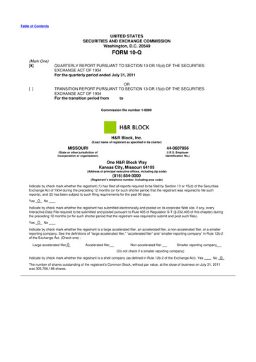 Thumbnail H&R Block
 10-Q Quarterly Report FY2012 