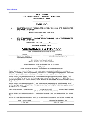 Thumbnail Abercrombie & Fitch 10-Q Quarterly Report FY2011 