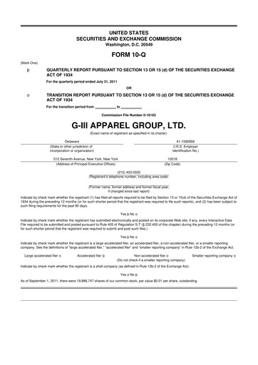 Vorschaubild G-III Apparel Group 10-Q Quartalsbericht 2012 