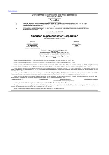 Thumbnail American Superconductor Corporation 10-K Annual Report 2011