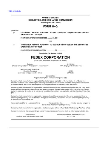 Thumbnail FedEx 10-Q Quarterly Report FY2012 
