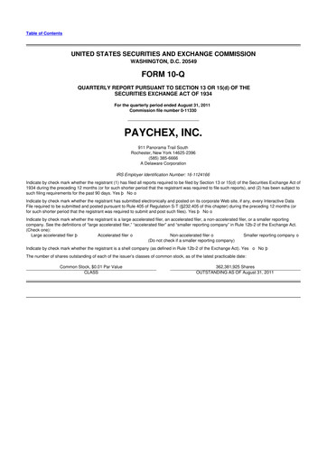 Thumbnail Paychex 10-Q Quarterly Report FY2012 