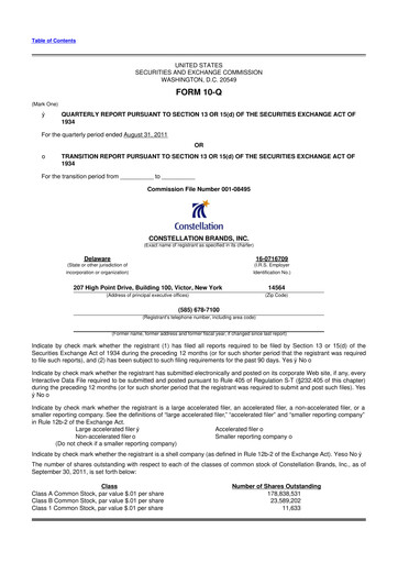 Thumbnail Constellation Brands 10-Q Quarterly Report FY2012 