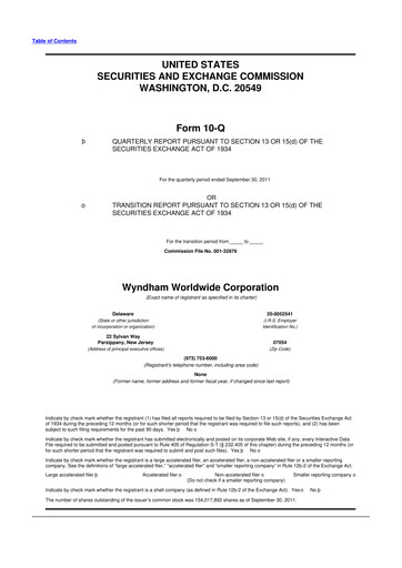 Miniature Travel + Leisure 10-Q Rapport trimestriel 2011 