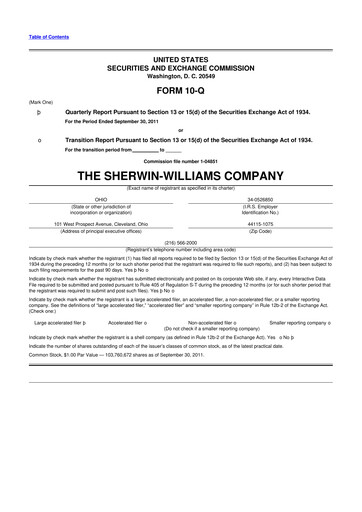 Thumbnail Sherwin-Williams 10-Q Quarterly Report FY2011 