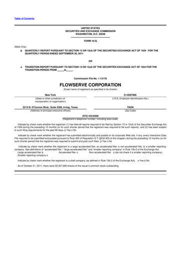 Thumbnail Flowserve
 10-Q Quarterly Report FY2011 