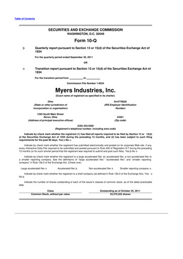 Thumbnail Myers Industries 10-Q Quarterly Report FY2011 