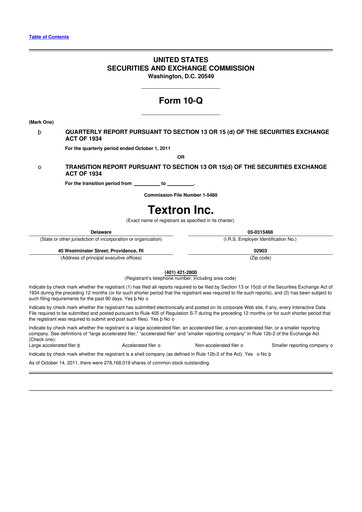 Thumbnail Textron 10-Q Quarterly Report FY2011 