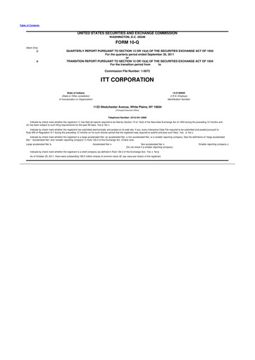 Vorschaubild ITT 10-Q Quartalsbericht 2011 