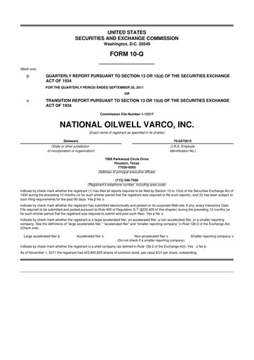 Thumbnail NOV 10-Q Quarterly Report FY2011 