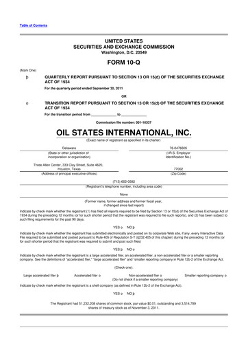 Thumbnail Oil States International
 10-Q Quarterly Report FY 