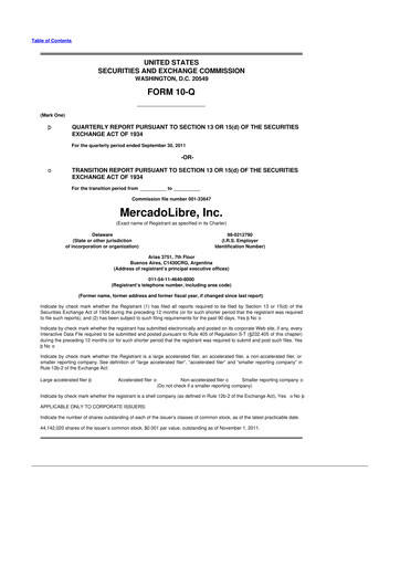 Vorschaubild MercadoLibre 10-Q Quartalsbericht 2011 